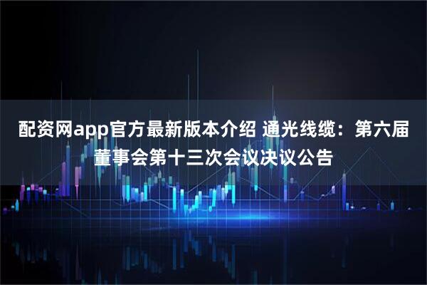 配资网app官方最新版本介绍 通光线缆：第六届董事会第十三次会议决议公告